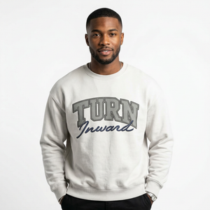 Turn Inward Heather White Crew