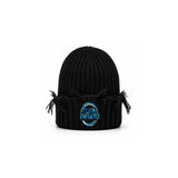 Turn Inward Distressed Knit Beanie - Black