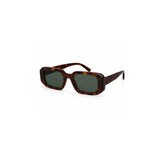 Chunky Olive-Brown Geometric Acetate Sunglasses