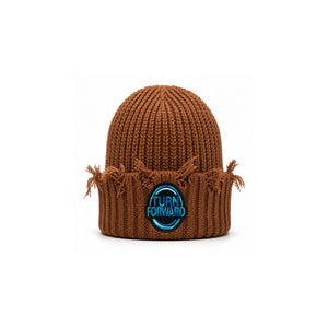 Turn Inward Distressed Knit Beanie - Brown