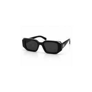 Glossy Black Rectangular Statement Sunglasses